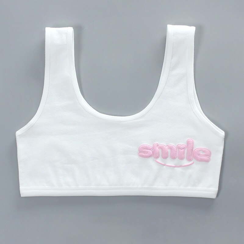 1PC Teen Bra Girl Vest Cotton Spandex Big Girl's Sport 7-14 Years Adolescente Kids Underwear Letter Vest: White