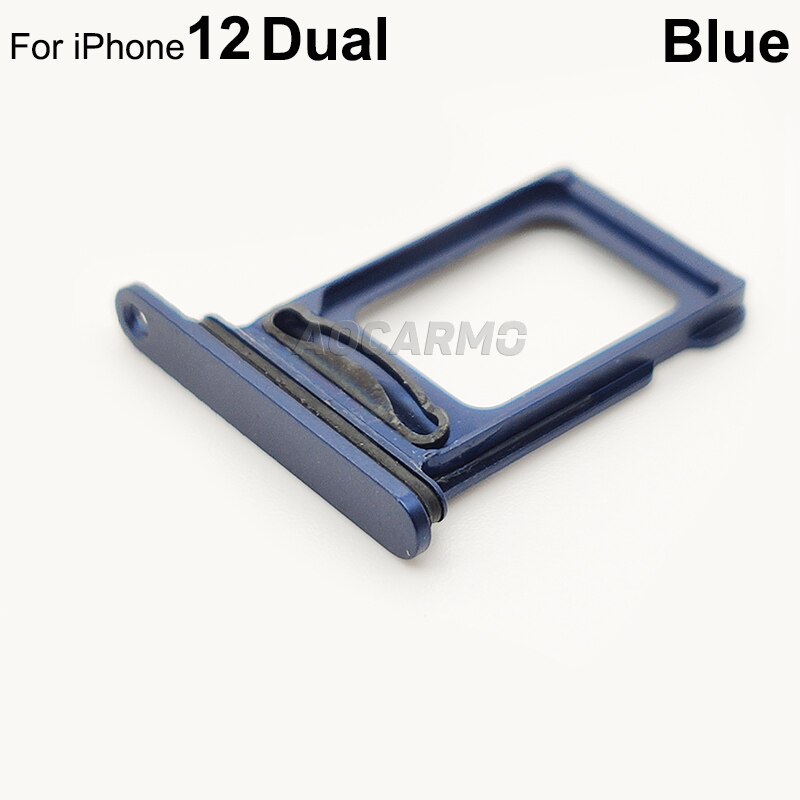 Aocarmo Dual Sim Lade Voor Iphone 12 Enkele Sim Card Slot Houder Vervanging Deel: Dual----Blue