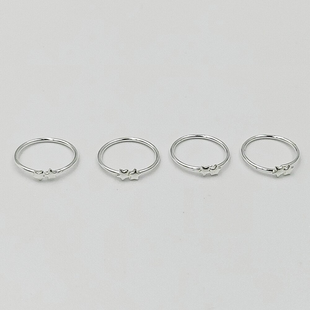 925 Sterling silver nose ring Double Star shape hoop Nose Ring Piercing jewelry 20pcs/lot