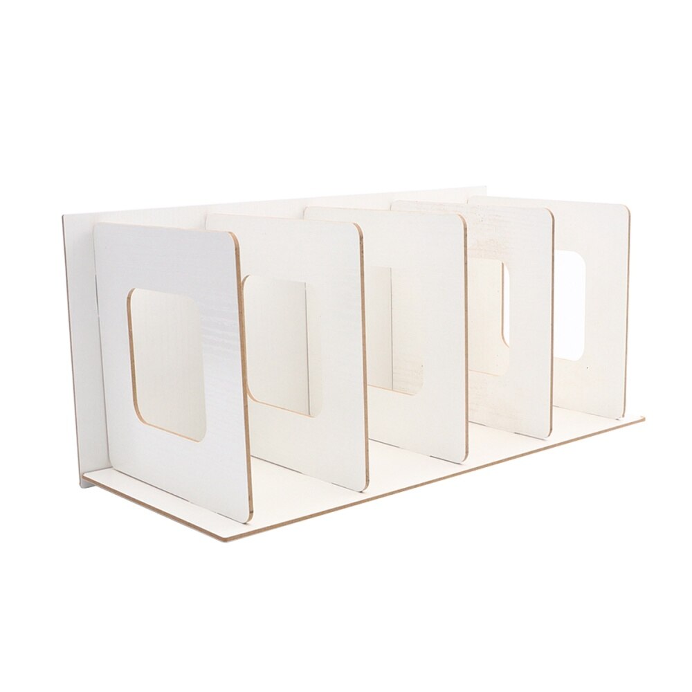 DIY Wooden Bookends Nonskid Heavy Duty Book Ends Supports Home Storage Rack for Books DVDs Magazines (Black): White