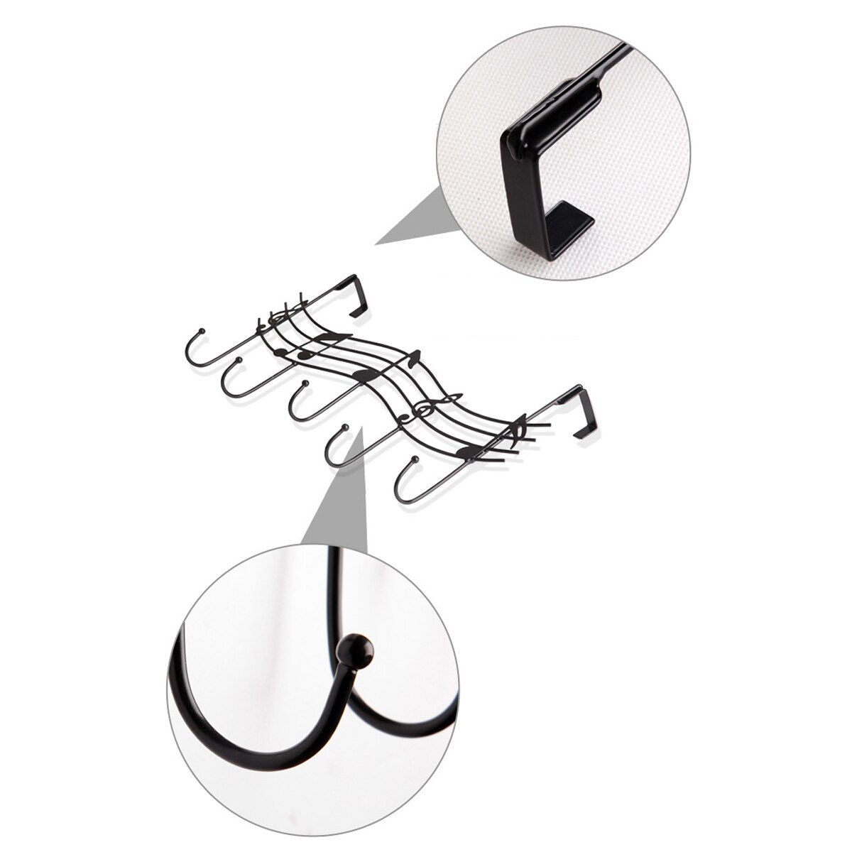 Notas musicales creativas, ganchos de pared, colgador organizador de cocina para baño, colgador de hierro con 5 ganchos