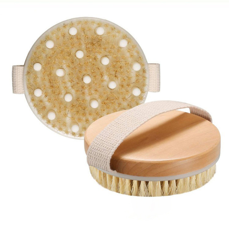 Duschborste för ryggen handhållen torrborstning kroppsexfolierande borste badrum celluliter rygg badmassageborste: Grå