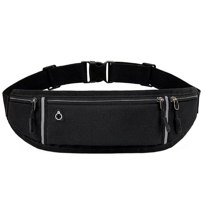 Einstellbare Lauf Beutel Läufer Gürtel trainieren Taille Tasche Elastische Dünne Telefon Halfter fanny Pack für unisex Joggen Tasche: Schwarz