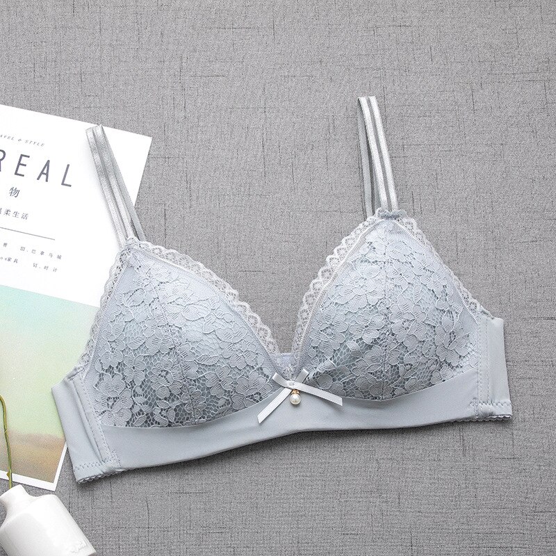 Girl Bra Beautiful Lace Pattern Bra Underwear Wireless Small Chest Gather Summer Thin Comfortable And Adjustable Girl Bra