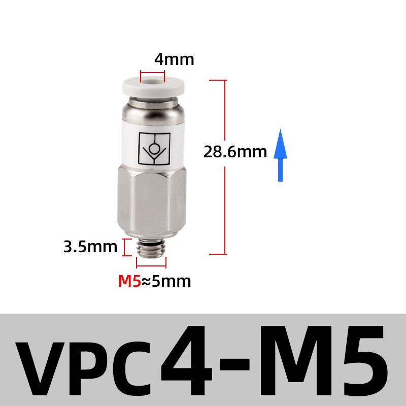 M5 1/8" 1/4" 3/8" 1/2" BSP Thread Pneumatic Check Valve One Way Non-return Valve One Touch Qucik Fitting Connector Coupling: VPC 4-M5