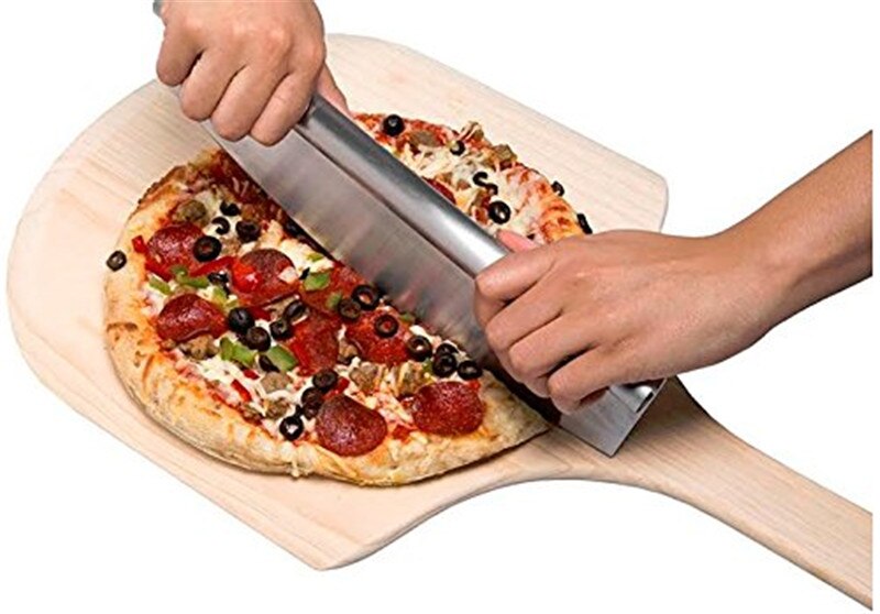 WALFOS 12 Inch Pizza Cutter Sharp Rocker Blade Premium Stainless Steel Rocking Pizza Knife Pastry Chopper