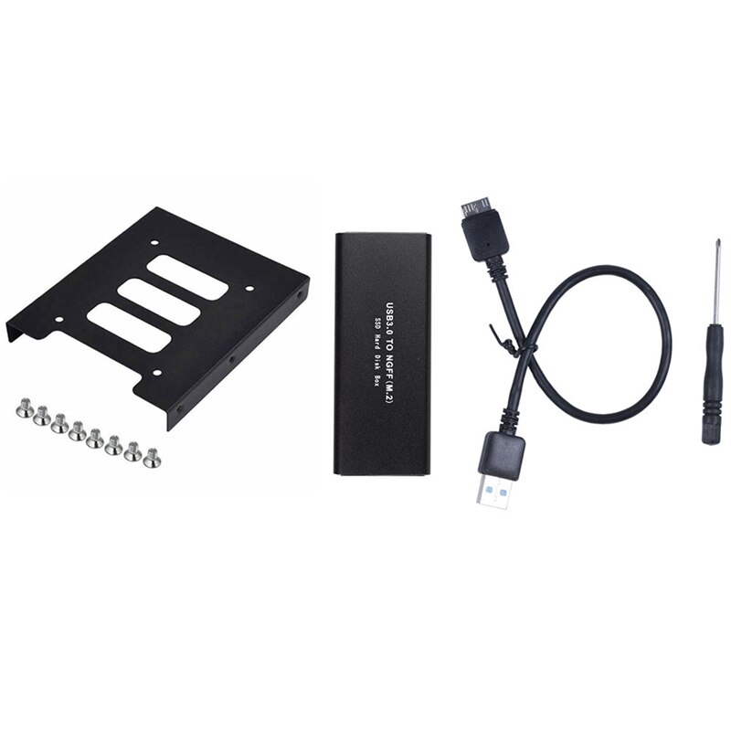 M.2 sata ssd para usb 3.0 externo leitor ssd conversor adaptador & 2.5 Polegada a 3.5 Polegada ssd hdd adaptador de metal suporte