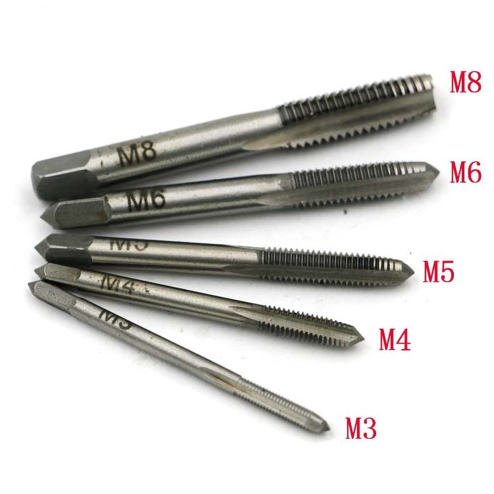 Tapping Screw Thread Metric Plug Taps 5pc Ball Bearing Steel Machine Hand Tap M3-M8 Set Hand Grinding Carving Tool