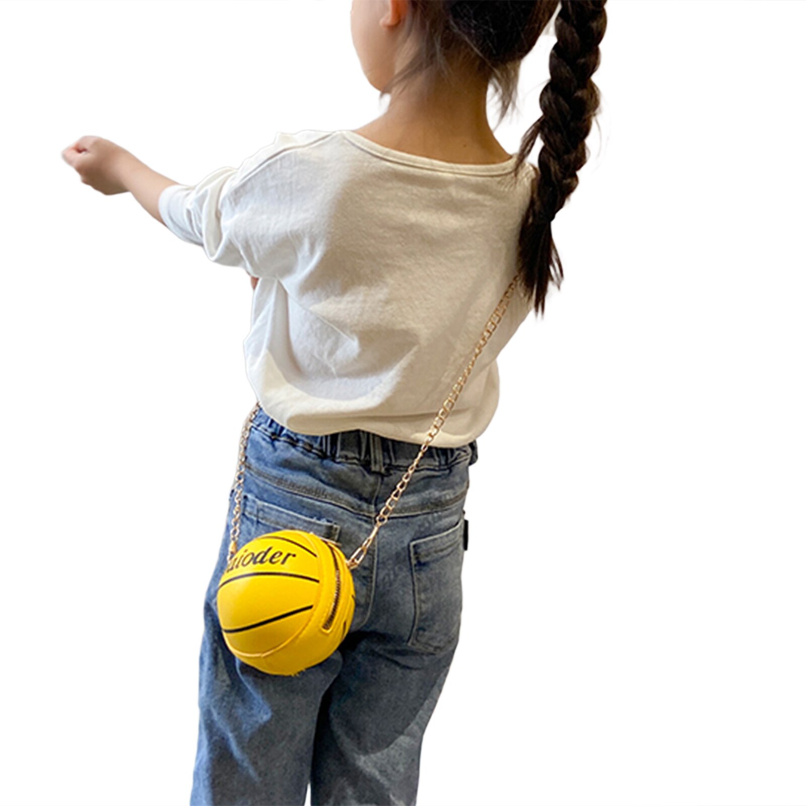 8 Kleuren Kids Schoudertas Lederen Cross-Body Pack Metalen Ketting Riem Reizen Grote Capaciteit Ronde Basketbal Zakken