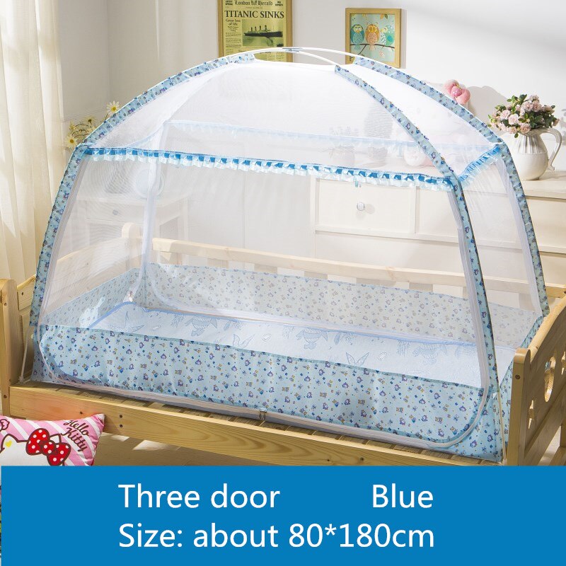 Mosquiteras para cuna de bebé estilo Ger, decoración para habitación de niños, tiendas de campaña para niños, red plegable con Stents,: 3kaimenlanse80x180cm