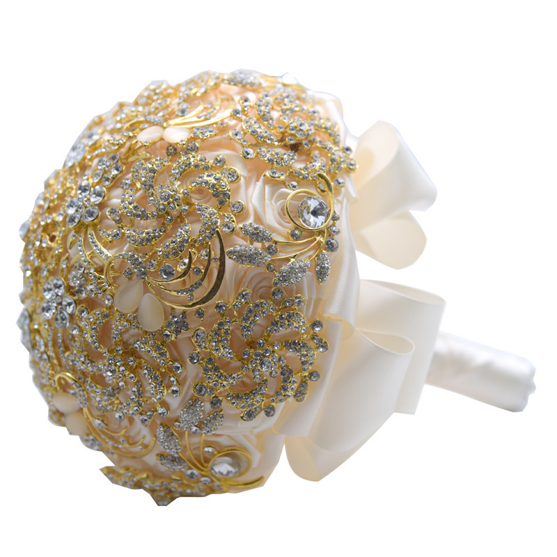 AYiCuthia luxe mariage Bouquet cristal mariée Bouquet mariage broche Bouquet bijoux mariage Bouquet S2: Ivory