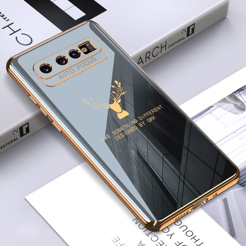 Galvanisierte hülle für samsung Galaxis  s10 s8 Plus 4g 5g , einfarbig, hirschmuster, kameraschutz, weiche tpu-handyhülle: Für  s8 / Grau