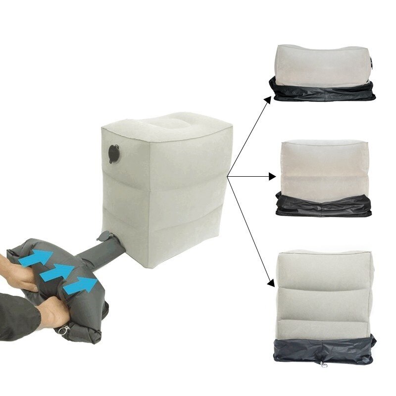 Portable Light Quick Inflatable Foot Rest Pillow Car Bus Airplane Travel Sleeping Footrest Pillow With Storage Inflatable Bag
