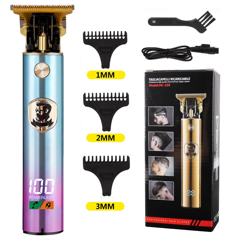Gorąca sprzedaż nowa elektryczna maszynka do strzyżenia włosów USB akumulator 0mm golarka trymer do brody profesjonalne mężczyźni ścinanie włosów maszyna Barbershop: GradientLCD Color