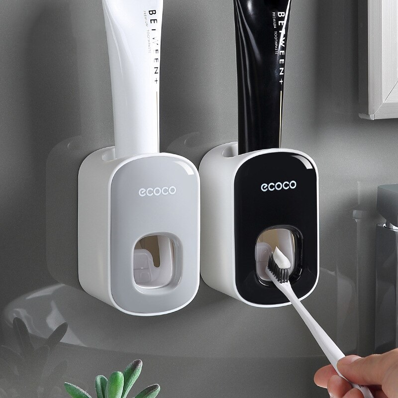 Automatic Toothpaste Dispenser Toothpaste Squeezer Wall Mount Tooth Paste Holder Toothbrush Holder Rack Bathroom Accessories Set