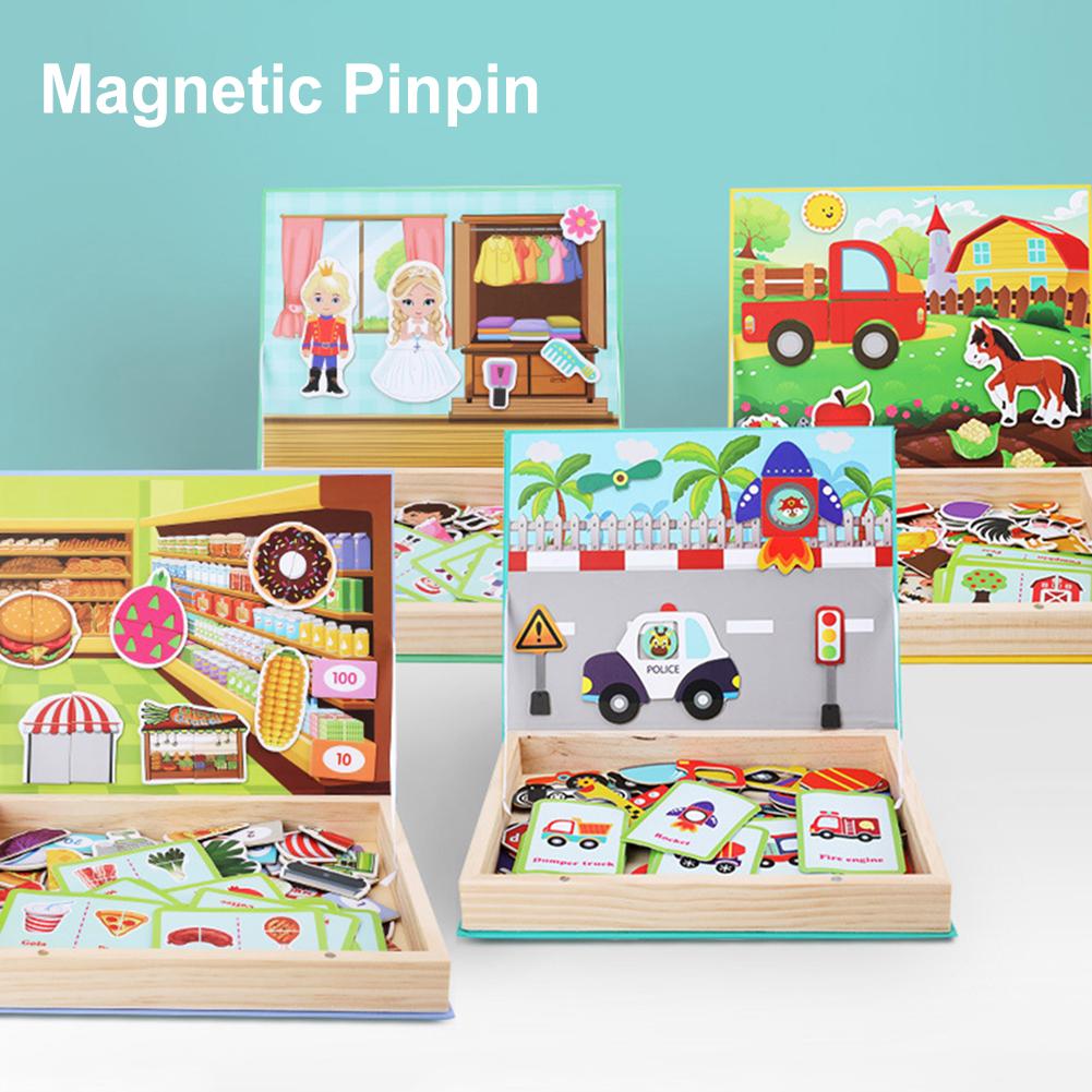 Magnetische Matching Game Puzzels Fantasie Spelen Farm Winkel Figuur Kinderen Speelgoed Kids Educatief Speelgoed Voor Kinderen