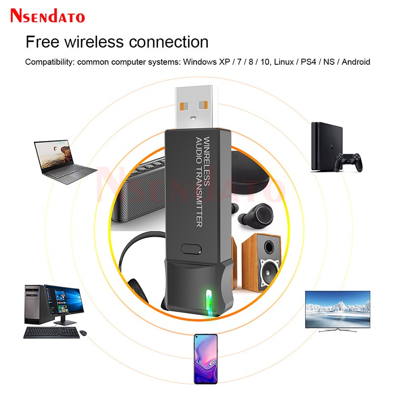Transmisor V5.3 inalámbrico Compatible con Bluetooth, Adaptador de Audio con conector AUX de 3,5mm AptX LL, auriculares, altavoces, TV, PC y PS4