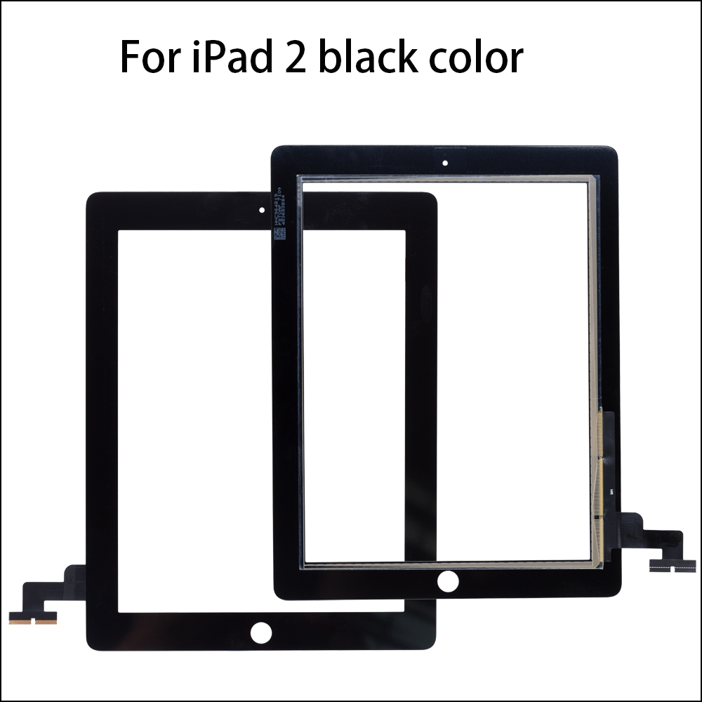 100% Voor Ipad 2 A1395 A1396 A1397 Touch Screen Digitizer Sensor Glas Panel Met Midden Frame + Adhesivetools + gehard Glas +