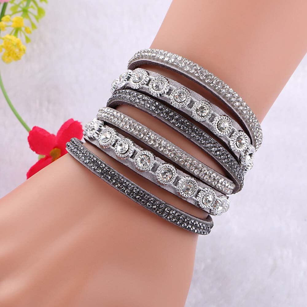 Lubingshine Vrouwen Multilayer Bangles Europese Stijl Multi Kleuren Fluwelen Crystal Armband Vintage Handgemaakte Hand Sieraden