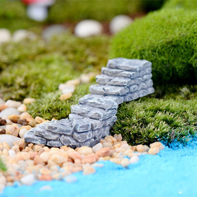 Escalera de camino de paso de piedra gris, accesorios de bricolaje para decoración de jardín, casa, Mini artesanía, micropaisajismo, 2 uds.