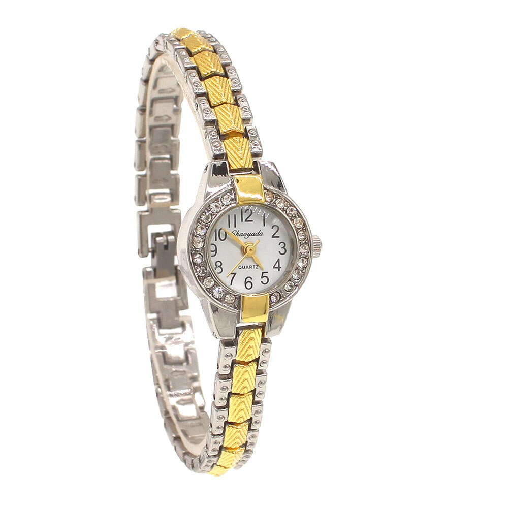Söt dam armband klocka mujer golden relojes liten urtavla kvarts klocka populär armbandsur timme kvinnliga dam klockor: O74 guldsilverv