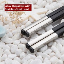 1 Pairs 304 Stainless Steel Head Chinese Alloy Chopsticks Non-Slip Reusable Chopstick For Sushi Food Sticks Kitchen Has