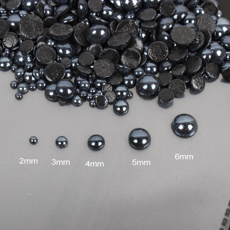 1000 stk/parti hvid/sort mix størrelser keramiske perler halvrund flatback perle 2mm-6mm blandet til diy lim nail art beklædningsgenstand