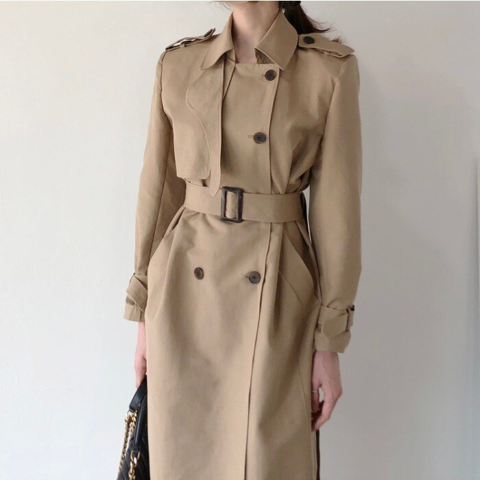 Py1129 Lente Herfst Winter Vrouwen Mode Toevallige Dames Werkkleding Mooie Jas Vrouw Vrouwelijke Ol Trenchcoat Vrouwen Jassen: Khaki / S