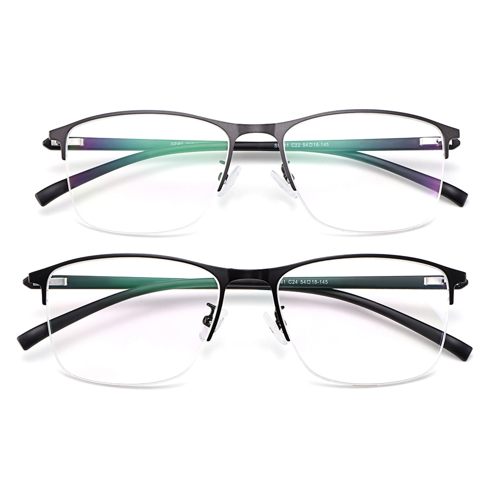 Gmei optiske mænd firkantede ultralette titaniumlegering semi-rimless briller ramme polariseret klip på solbriller  s9341