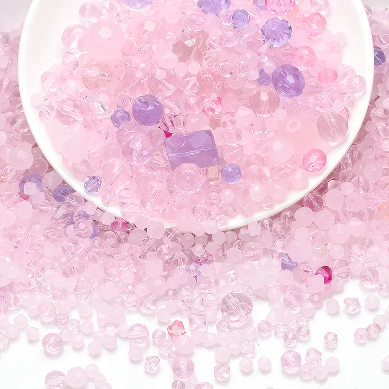 Cuentas de cristal con forma de tamaño mixto, cuentas de vidrio facetadas multicolores, cuentas espaciadoras sueltas para fabricación de joyería, collar de pulsera DIY: Negro