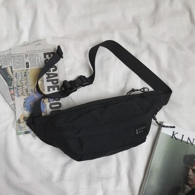 Saco da cintura ombro saco do mensageiro marca multifuncional pequeno leve diagonal lazer esportes peito saco feminino: Black