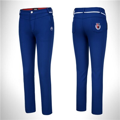 Pgm Herbst Winter Frauen Golf Hosen Verdicken warm Halten Hosen Hohe Elastizität Vereine Ball Hosen Vlies Weiche Golf Kleidung AA51865: Blau / XL