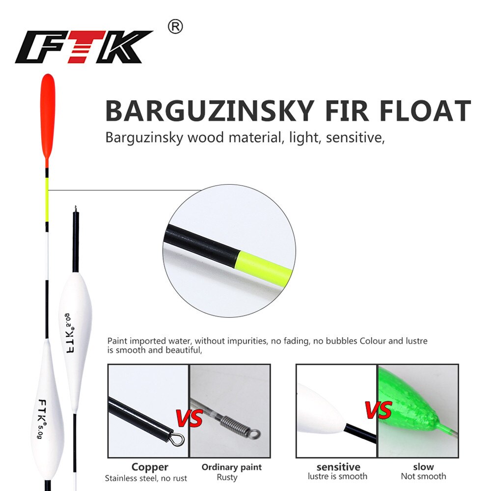 FTK Barguzinsky-flotteur pour pêche à la carpe, poids de 2g-5g, longueur 20cm-22cm, le lot de 10 pièces