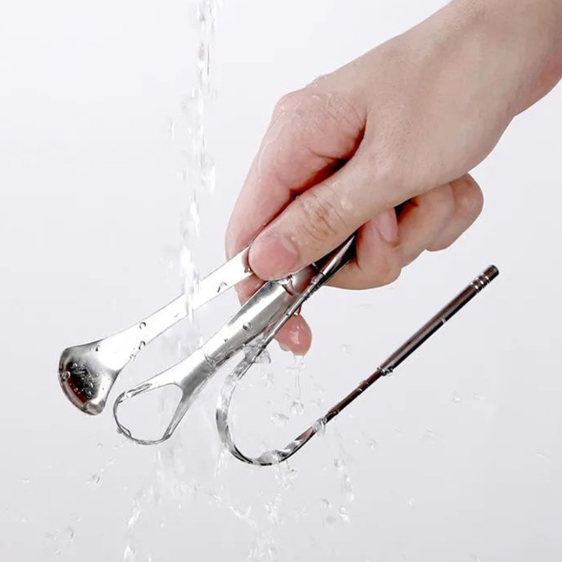 Stainless Steel Tongue Scrapper with Case，Tongue Scraper Cleaner for Adults & Kids Oral Hygiene Scrapper Cleaning Tools