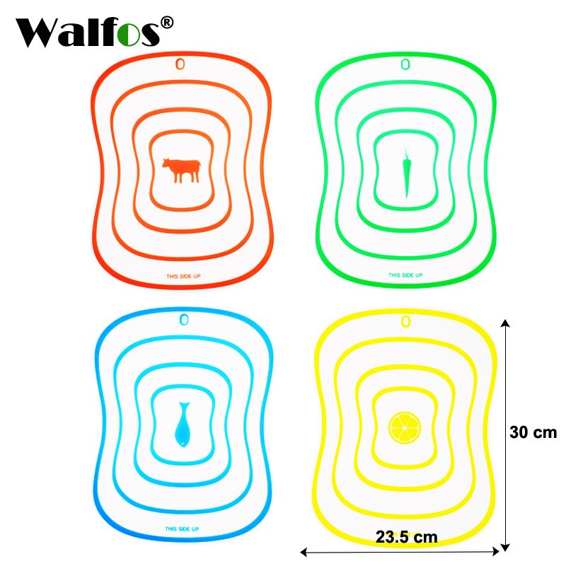 Walfos Nonsslip Flexibele Keuken Board Hakblok Vlees Groente Fruit Snijplank Koken Tool Gadget Keuken Accessoires: 4 pcs 30x23cm