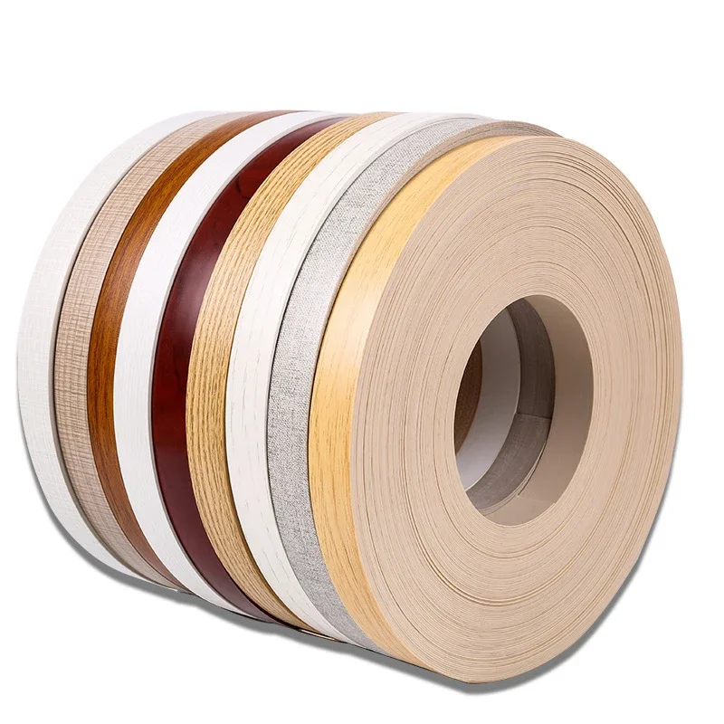 10m PVC Material Wood Board Processing Edge Banding Self-Adhesive Edge Band Wood Grain Board Veneers For Furniture Improvement
