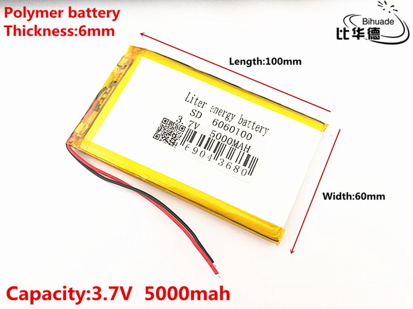 Batteria LiPo 3.7V 5000mAh 6060100 - Alta Capacità Ricaricabile Al Litio
