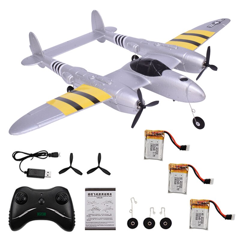 Beginner 2.4G 2CH Electric RC Glider Plane 120 Meters Remote Control Airplanes Toy AOSST: 3 Batteries plane