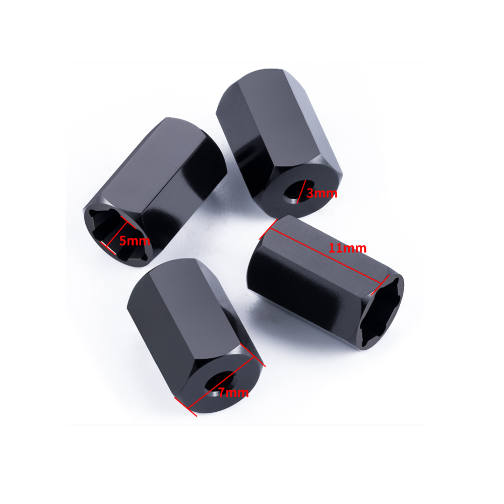 YEAHRUN 4 Uds. Adaptadores de cubo hexagonal de rueda de aluminio de 5mm a 7mm/5mm a 12mm conversión para WPL D12 2WD 1/10 piezas de mejora de camión RC: YELLOW