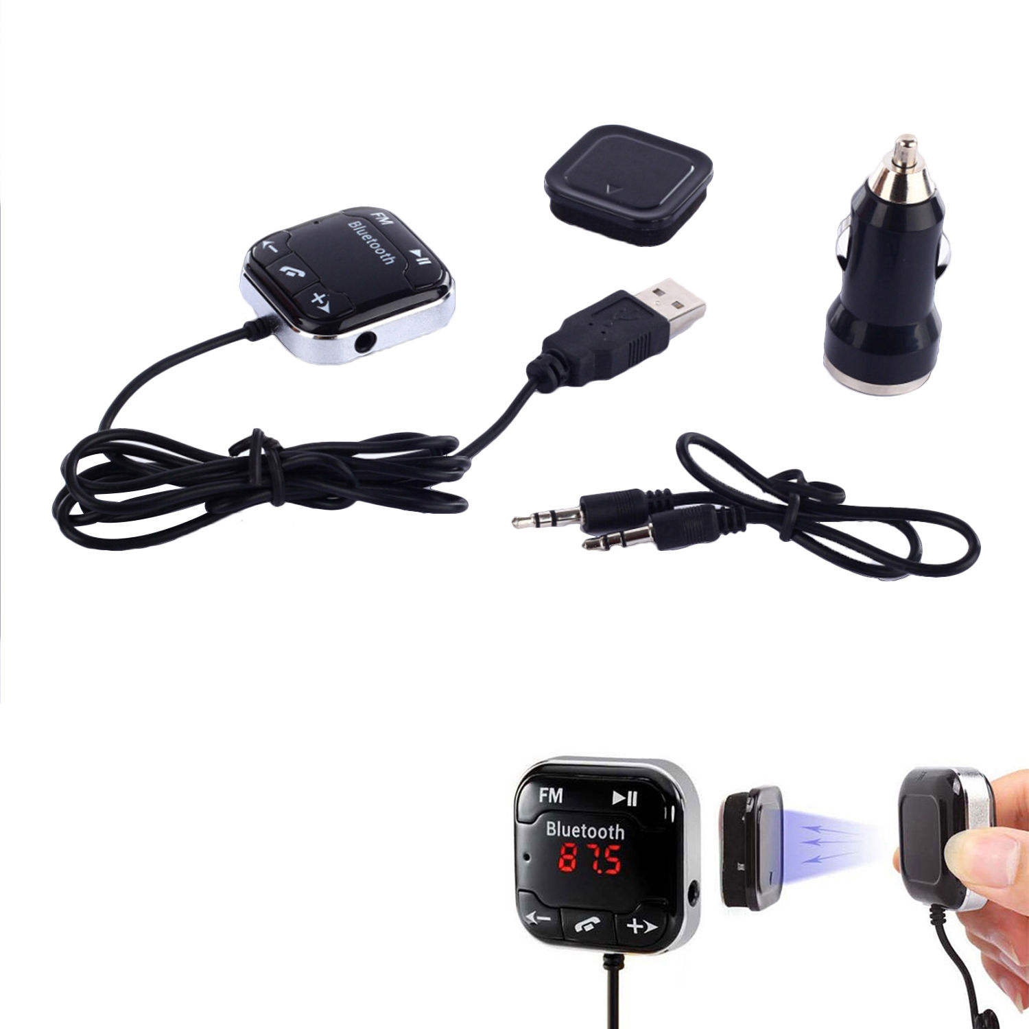Wireless Bluetooth Car Kit FM Transmitter MP3 Player w/ USB SD LCD Handsfree Support TF Card
