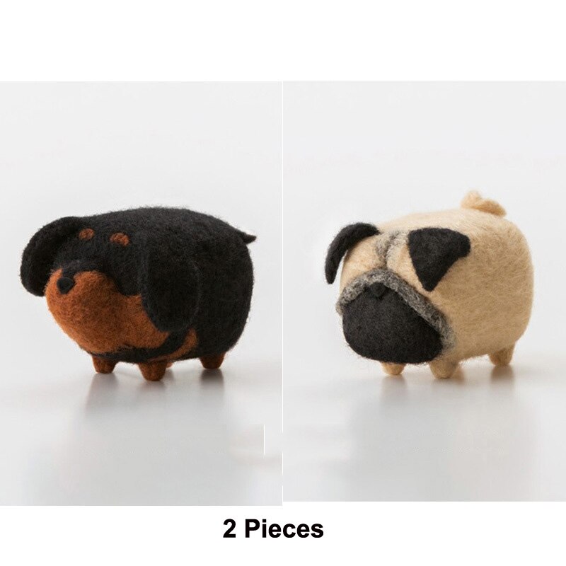 2 Pieces Cute Animal Cat DIY Wool Felt Kit Needle Poked Knitting Material Package Handmade Sewing Art Craft Home Decor: 2 Pieces H