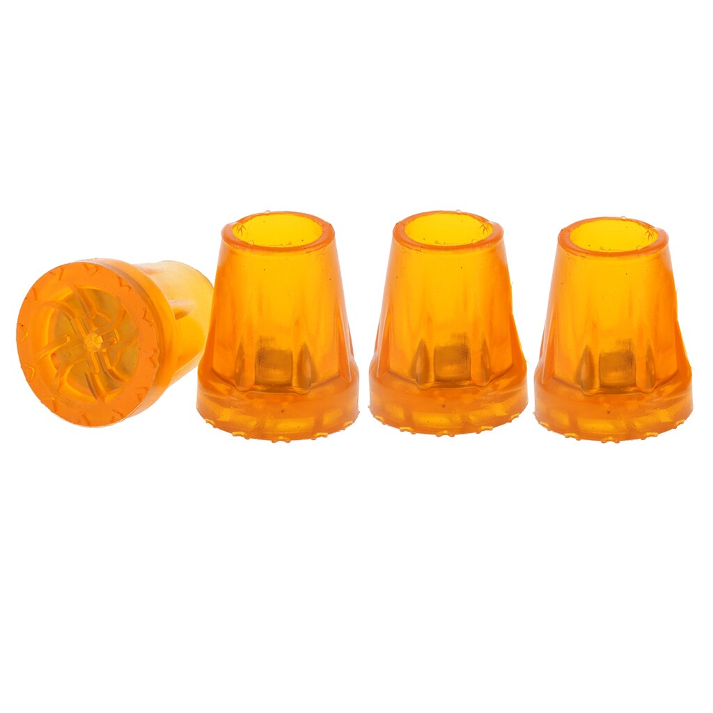 4 pièces anti-dérapant extrémité béquille canne en caoutchouc jambe pieds conseils remplacement-Orange, Dia 1 pouce