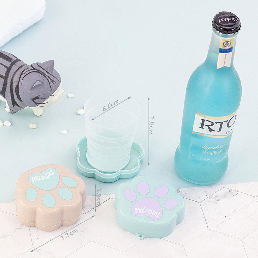 Portátil retráctil taza plegable adorable garra de gato taza de viaje de Camping escalada jugo de leche taza de té de la pata de gato taza plegable