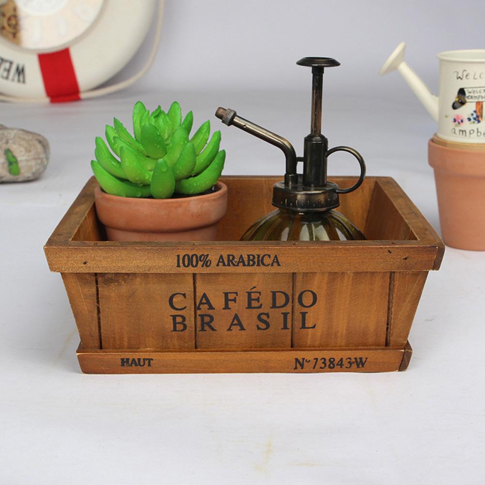 Handmade Rustic Antique Wooden Box Wooden Flower Garden Succulent Plant Pot Retro Storage Box Office Decor Flower Bed