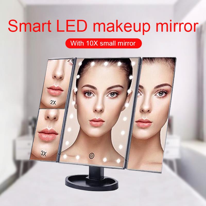 Opvouwbare spiegels, tafelspiegels, make-upspiegels, cosmetica, woondecoratie, interieur, lichtgevend, 22 leds, usb, beauty, badkamer, led