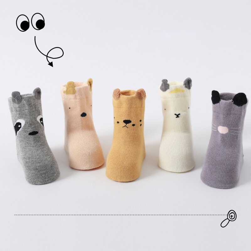 Newborn Baby Warm Kids Socks Autumn Winter Cute Toddlers Boys Girls Long Knee High Animals Child Socks 0-2 Yeas