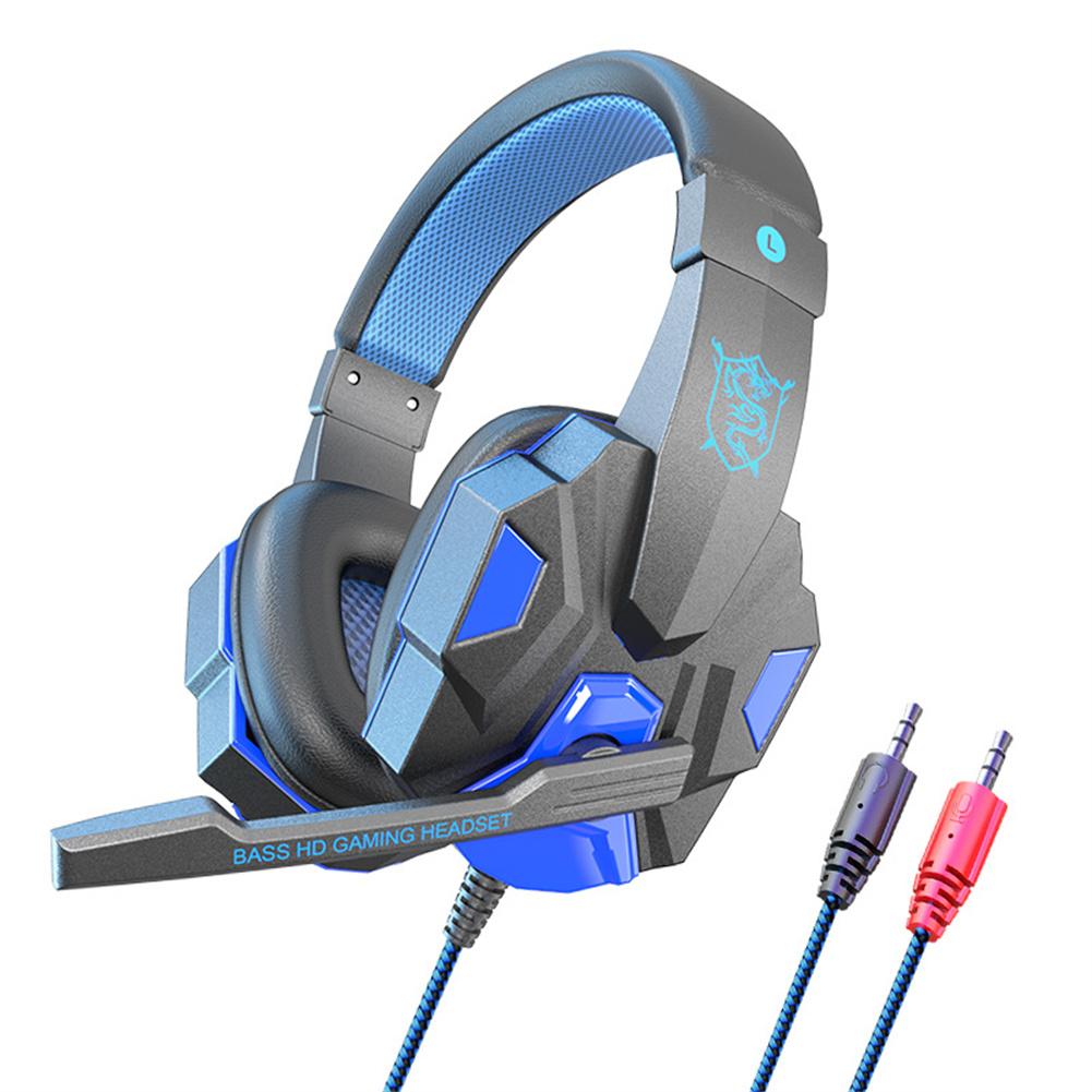 Wired Gaming Headset Met Microfoon 3.5Mm Krachtige Geluid Hoofdtelefoon Voor Kantoor Elektronica Computer Pc Gamers Gaming Hoofdtelefoon: Blue no light