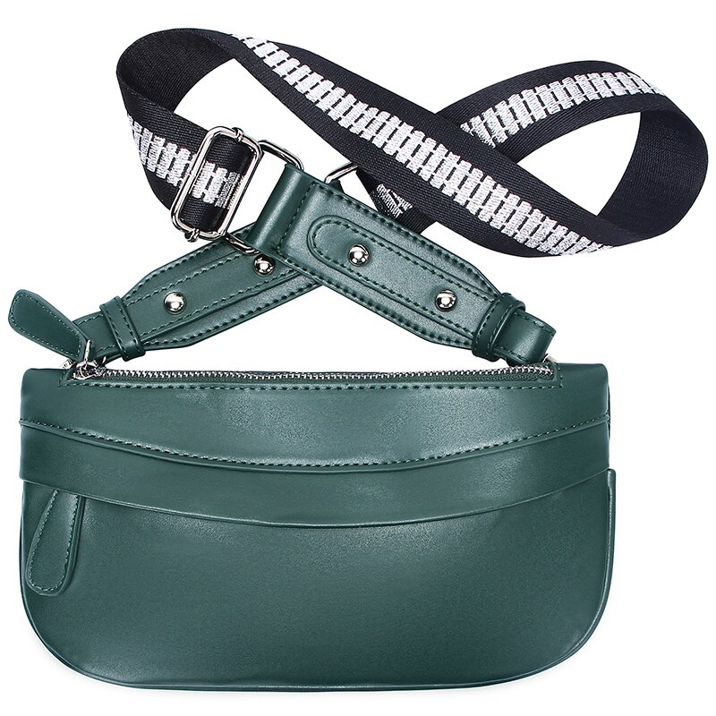 Dames borsttas halfronde crossbody tas dames buitensporten reis schoudertassen brede band webbing handtas: Donkergroen