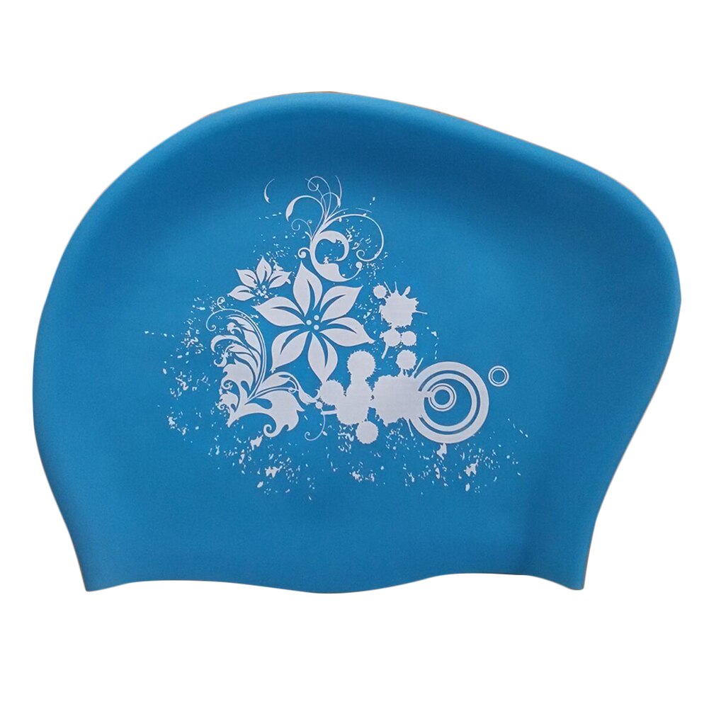 Women Swimming Cap Sports Bathing Pool Hat Elastic Ladies Long Hair Soft Silicone Adults Ear Protection Non Slip Printed