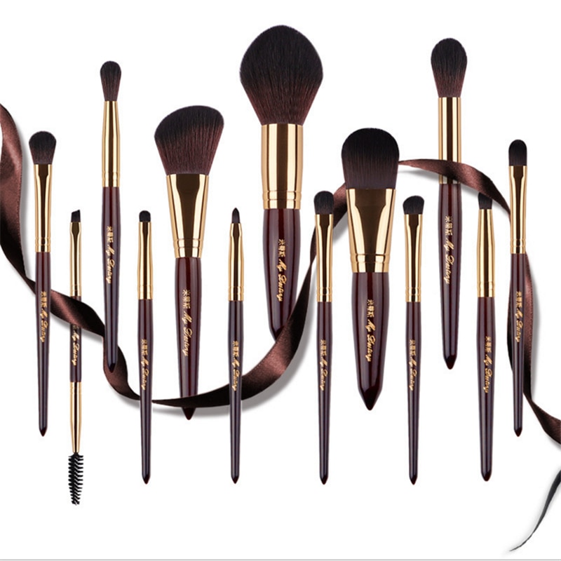 Juego de brochas de maquillaje de gama alta 13 Uds brocha para base y polvos sombra de ojos pincel de labios cepillo de base plana Kit de herramientas cosméticas de